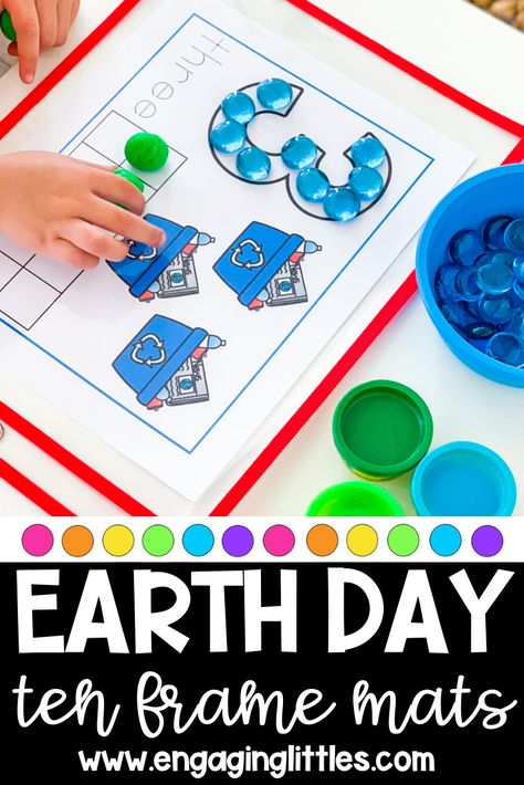 Recycle Study For Preschool, Earth Day Math Activities, Kindy Activities, Recycle Preschool, Recycling Activities For Kids, Ten Frames Kindergarten, Environmental Activities, Earth Day Worksheets, Earth Activities