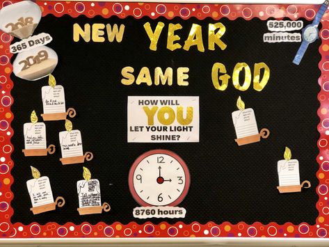 New Year Christian Bulletin Board, Church New Year Bulletin Boards, January Bulletin Boards For Church, January Christian Bulletin Board Ideas, New Years Bulletin Board Ideas Church, New Year Bulletin Boards For Church, New Years Church Bulletin Boards, Sunday School Board Ideas, January Church Decorations