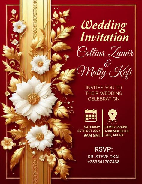 Wedding flyer template Wedding Banner Design, Wedding Cards Design, Wedding Flyer, Wedding Flyers, Wedding Invitation Background, African Fashion Skirts, Invitation Background, Promotional Flyers, Dinner Dress Classy