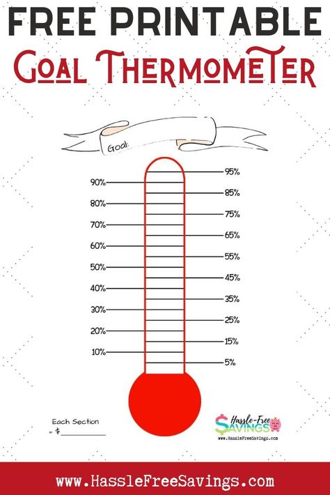 This FREE Printable Goal Thermometer can be used as a debt payoff thermometer or a savings thermometer. It is a great way to keep track of your progress toward reaching your goals! Goal Tracker Thermometer, Goal Thermometer Printable, Savings Thermometer, Thermometer Printable, Fundraising Thermometer Templates, Goal Thermometer Templates, Goal Thermometer, Fundraising Thermometer, Goal Sheets