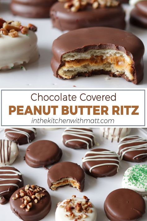 Plate of chocolate covered peanut butter filled Ritz crackers Chocolate Ritz Crackers, Chocolate Covered Peanut Butter Ritz, Peanut Butter Ritz Crackers, Ritz Cracker Dessert, Cracker Treats, Ritz Cookies, Cracker Dessert, Peanut Butter Crackers, Ritz Cracker Recipes