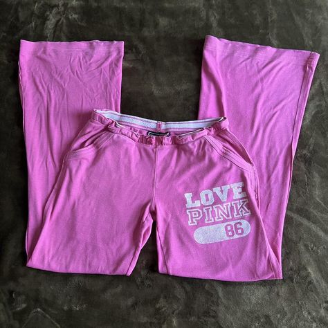 Mcbling PINK low rise flare sweatpants. Pink color.... - Depop 2000s Pants, Low Rise Sweatpants, Flare Sweatpants, Virtual Wardrobe, 2000s Grunge, Low Rise Pants, Fabric Labels, Comfy Pants, Virtual Closet