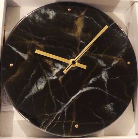 Black And Gold Resin Clock, Black Resin Clock, Resin Art Clock, Black And Gold Resin, Rain Shadow, Marble Resin, Resin Clock, Clematis Montana, Marble Detail