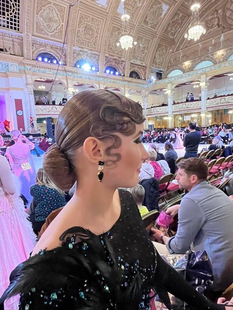 Ballroom Buns Hairstyles, Dancesport Hair, Dance Competition Hair, Ballroom Dance Hair, Slicked Hair, Plant Styling, Dance Hair, Competition Hair, Ballroom Hair