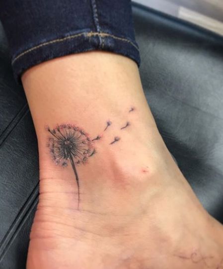 Inside Ankle Tattoos, Dandelion Tattoo Design, Ankle Tat, Ankle Tattoo Designs, Ankle Tattoos For Women, Dandelion Tattoo, Ankle Tattoo Small, Anklet Tattoos, Ankle Tattoos