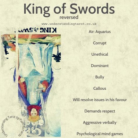 King Of Swords Tarot Meaning Reversed, King Of Swords Reversed, King Of Swords Tarot Meaning, Tarot Explained, Understanding Tarot, King Of Swords Tarot, Astrology Explained, Taro Cards, Digital Grimoire