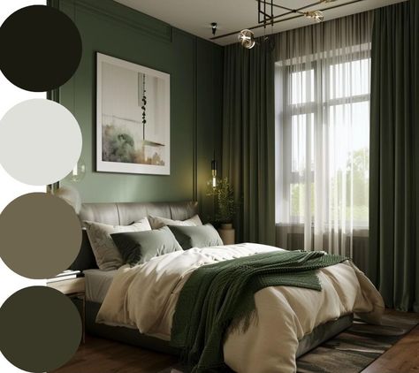 4 Best Colors For A Bedroom - Design Morsels Fern Green Bedroom Ideas, Moss Green Bedroom Ideas, Forest Green Bedroom Color Scheme, Green Paint Bedroom Ideas, Green Bedroom Color Palette, Forest Green Bedroom Ideas, Olive Green Bedroom Color Scheme, Spare Room Home Office, Green And Gray Bedroom