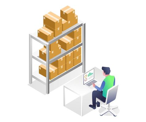 Isometric illustration concept. Man analyzing goods in warehouse Isometric Illustration, Inventory Management, Stock Art, Art Tools, Art Room, Graphic Resources, Vector Art, Vector Free, Illustration Art