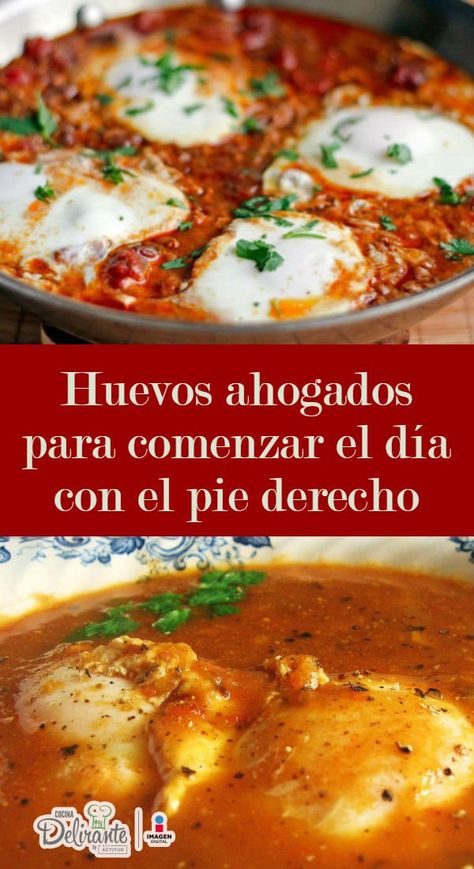 Receta de huevos ahogados | CocinaDelirante Low Calorie Vegetarian Recipes, Food Potatoes, Breakfast Quiche Recipes, Mexican Breakfast Recipes, Hispanic Food, Stuffed Avocado Healthy, Breakfast Meal Prep, Mexican Food Recipes Authentic, Breakfast Brunch Recipes