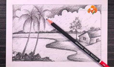 Rainy Season Drawing Scenery, Rainy Season Scenery, Natural Scenery Drawing, Rainy Season Drawing, Drawing Rain, Scenery Drawing For Kids, Easy Scenery Drawing, Creative Book Cover Designs, Creative Book Covers