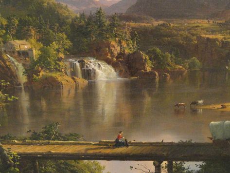 "New England Scenery" Frederic Edwin Church - Artwork on USEUM England Scenery, Frederic Church, Frederic Edwin Church, Edmund Dulac, Albert Bierstadt, Hudson River School, Famous Artwork, New England Style, Landscape Artist