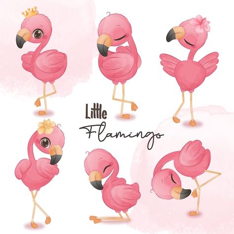 Flamingo Cute Drawing, Cute Flamingo Illustration, Flamingo Illustration Graphics, Cute Flamingo Drawing, Flamingos Art Illustration, Flamingo Doodle, Kawaii Flamingo, Flamingo Clip Art, Flamingo Drawing