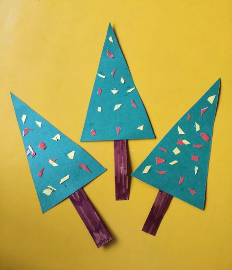 Triangle Shape Activity For Preschool, Triangle Tree Craft, Triangle Shape Activity, Triangle Shape Activities For Preschool, Triangle Crafts For Toddlers, Triangle Art Design, Triangle Activity, Triangle Craft, Triangle Christmas Tree