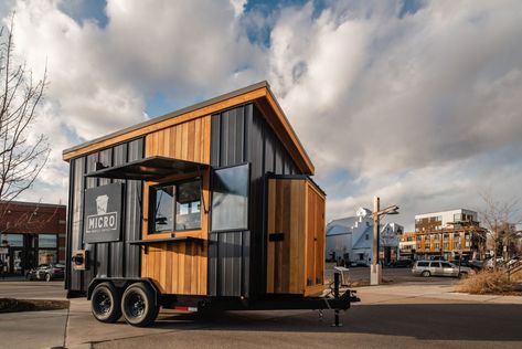 Have some coffee with your lunch on today's Tiny House Envy post! Micro Mobile Coffee - Tiny House Envy Coffee Food Truck, Container Restaurant, Mobile Coffee Shop, Sips Panels, Coffee Trailer, Tiny Office, Mobile Coffee, Mobile Food Trucks, Tiny House Layout