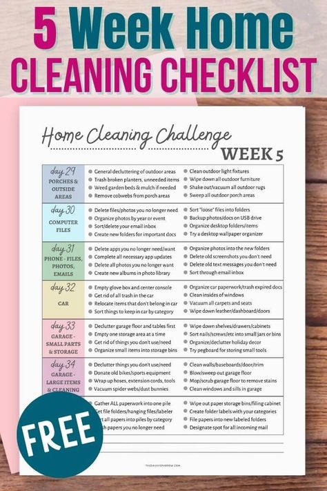 Need tips for cleaning your entire home? Grab these free printable cleaning checklists and start on the 5 week whole home cleaning and organizing challenge! This free printable home challenge focuses on one room at a time so you can clean, organize, and declutter your entire home in 5 weeks... Awesome for spring cleaning or when your house needs a refresh! House Cleaning Guide, Whole House Cleaning Schedule, Whole House Cleaning Checklist, Organizing Checklist, Schedule Printable Free, House Cleaning Checklist Printable, Cleaning Checklist Printable Free, House Management, Homemaking Binder