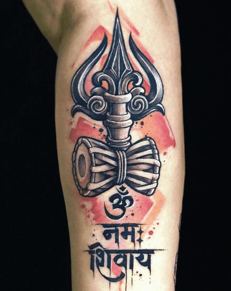 Tattoo Ideas Om, Shiv Shakti Tattoo, Om Tattoo Ideas, Shiv Tattoos, Om Trishul Tattoo, Hindu Tattoos, Trishul Tattoo Designs, Mahadev Tattoo, Om Tattoo Design