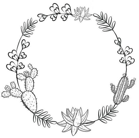 Succulent Drawing, Clover Clipart, Succulents Drawing, Cactus Clipart, Cactus Drawing, Wreath Drawing, Painted Hats, Image Svg, White Wreath