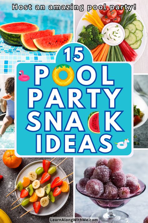 Make your party a memorable one with these tasty pool party snacks.  We don't want our guests to get hangry now do we?  These treats range from protein-rich snacks that you may not immediately think of as pool party snacks,  to other pool party ideas like cold treats to refresh our guests.  Not all of these pool party snacks may appeal to your crowd, but click to have a look and see what'll work. Pool Food Ideas Summer, Pool Party Snacks For Kids, Pool Party Recipes, Summer Party Snacks, Pool Party Food Ideas, Kid Friendly Side Dishes, Pool Party Snacks, Pool Snacks, Poolside Snacks