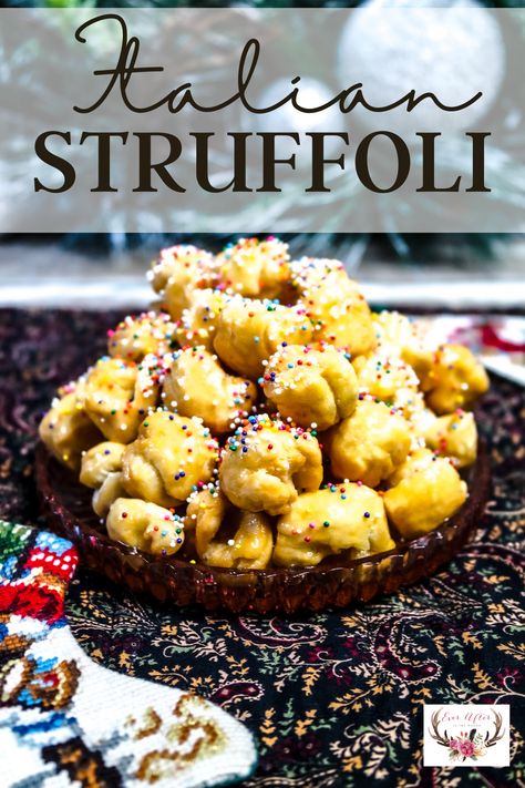 Strufoli Recipe, Italian Struffoli, Honey Balls Recipe, Italian Honey Balls, Struffoli Recipe, Italian Biscotti Recipe, Honey Balls, Ricotta Cake Recipes, Italian Cookie