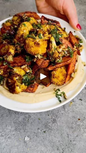 278K views · 4.6K reactions | SHAWARMA-SPICED CAULIFLOWER & CARROTS WITH WHIPPED LENTILS & WALNUT-DATE TOPPING! The flavors and the textures are everything!
•
For the cauliflower and carrots:
2 tsp paprika 
2 tsp cumin
1 tsp garlic powder 
1 tsp turmeric 
1/2 tsp dried oregano 
1/4 tsp cinnamon 
1 tsp salt
1/2 tsp pepper
Pinch clove
1 head cauliflower, cut into small florets
5 large carrots, halved and cut into 2 inch long pieces
•
For the walnut-date topping:
1/4 cup chopped walnuts
2 tbsp olive oil 
4 large dates, chopped
1 tbsp lemon juice 
1/4 tsp salt
1/4 tsp pepper
•
For the whipped lentils:
1 cup red lentils
4 cups water
1/4 cup tahini
1 tsp cumin
1/2 tsp salt
1 tbsp lemon juice 
1 garlic clove
•
1️⃣Preheat the oven to 425. Line a sheet pan with parchment paper and set aside. 2️⃣Bri Shawarma Spices, Recipes Vegetables, Spiced Cauliflower, Eat Vegetables, Red Lentils, Garlic Clove, Lentil Recipes, Sweet Potato Recipes, Cauliflower Recipes