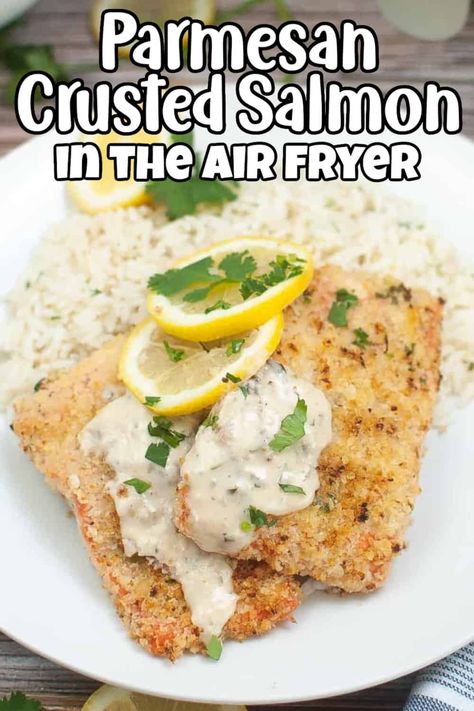 Crusted Salmon Recipes Air Fryer, Parmesan Crusted Tilapia Air Fryer, Parmasean Crusted Salmon Recipes, Parmesan Crusted Salmon Air Fryer, Salmon With Mayo And Parmesan, Salmon In Air Fryer, Parmesan Crusted Salmon, Crusted Salmon Recipes, Salmon Bites Recipe