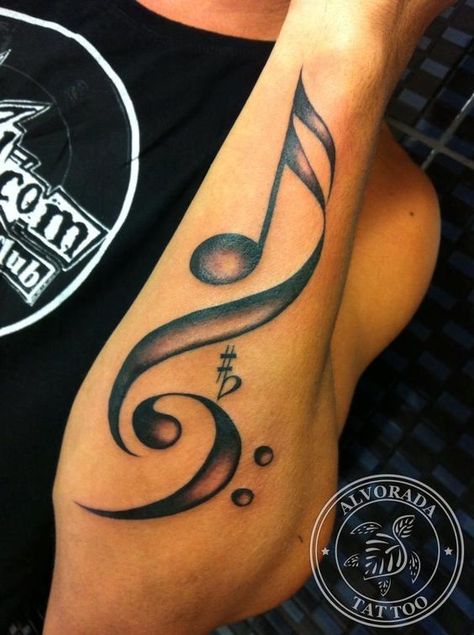 Tattoo Music Notes, Notes Tattoo, Music Tattoo Sleeves, Music Notes Tattoo, Tattoo Music, Music Note Tattoo, Music Tattoo Designs, Guitar Tattoo, Note Tattoo