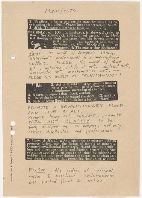 Fluxus Art, Fluxus Movement, Art Manifesto, Manifesto Design, Nam June Paik, Francis Picabia, Avant Garde Art, Artist Collective, Ex Machina