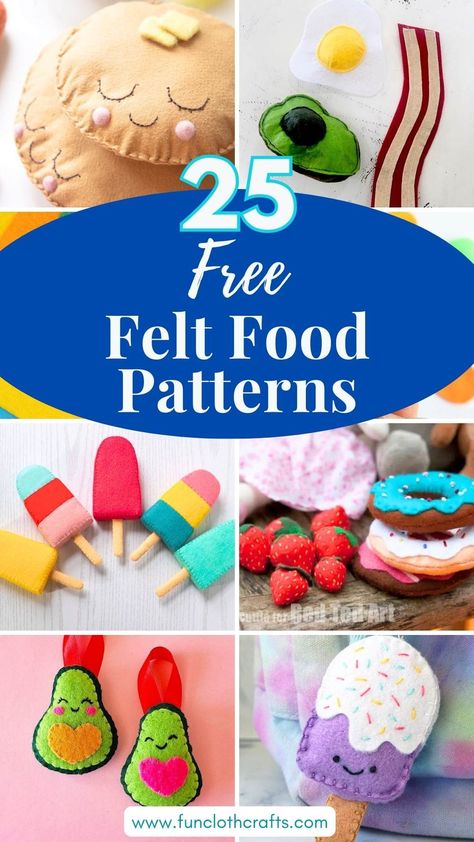 Felt Donut Pattern Free, Felt Food Tutorial, Felt Templates Printable Free Pattern, Felt Crafts Patterns Templates, Felt Food Patterns Free Templates, Felt Lollipop, Felt Food Pizza, Felt Food Templates, Felt Pie