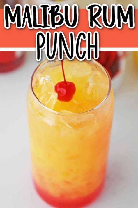 Malibu Rum Punch, Mango Rum Drinks, Rum Punch Drink, Rum Drinks Easy, Coconut Rum Punches, Rum And Lemonade, Rum And Orange Juice, Rum Punch Cocktail, Rum Punch Recipe