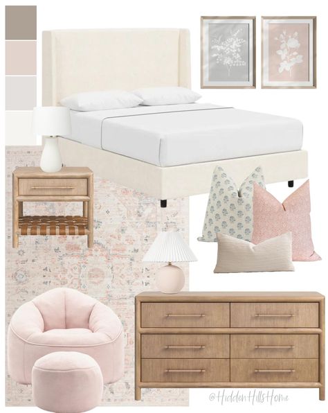 West Elm x PBT Vivienne Bed curated on LTK Light Pink Girls Bedroom, Room Decor Mood Board, Blue Girls Room, Pink Girls Bedroom, Light Pink Rooms, Blue Girls Rooms, Light Pink Bedrooms, Decor Mood Board, Girls Blue Bedroom