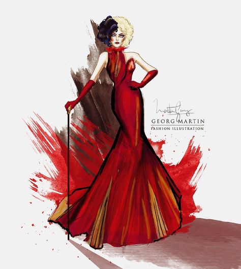 Cruella Deville, Fashion Design Collection, Fashion Sketchbook, Fashion Illustration Sketches, Dress Sketches, Pinturas Disney, Fashion Design Sketches, Illustration Sketches, Disney Fan Art