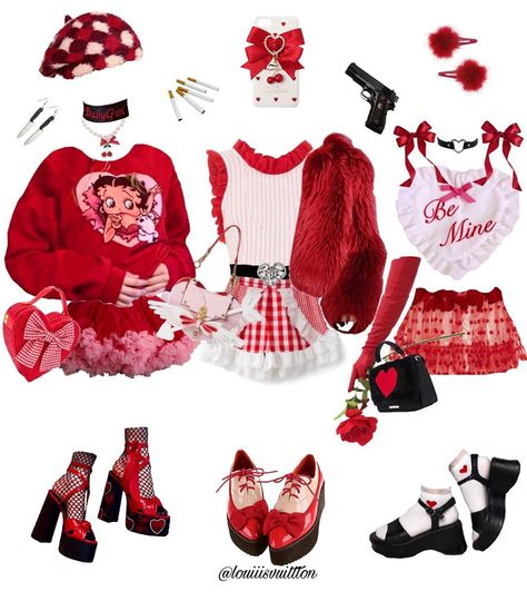 Valentine Oc, Lovecore Fashion, Blythe Pattern, Group Outfits, Kawaii Fashion Outfits, Outfit Look, Girly Outfits, Character Outfits, Lookbook Outfits