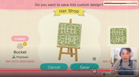 Animal Crossing Game, Hat Shop, Shop Signs, Animal Crossing, Custom Design, Coding, Signs, The Creator, Hats