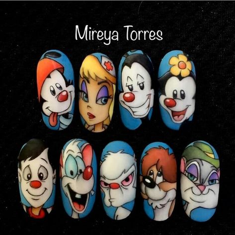 Animaniacs Nails, Cartoon Nail Designs, Disney Acrylic Nails, Kawaii Nail Art, Nails Design With Rhinestones, Crazy Nails, Disney Nails, Kawaii Nails, Toe Nails