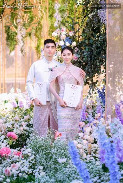 #myanmardress#pearls#pink#weddingceremony#design#bride#weddimgdress#MyanmarTraditonaldress#HauteCouture#Creation#fashion#2023weddingfashion Couple Myanmar, Wedding Dresses Couple, Myanmar Wedding Photo, Myanmar Wedding, Beaded Clothes, Elven Wedding Dress, Elven Wedding, Beads Clothes, Pageant Costumes