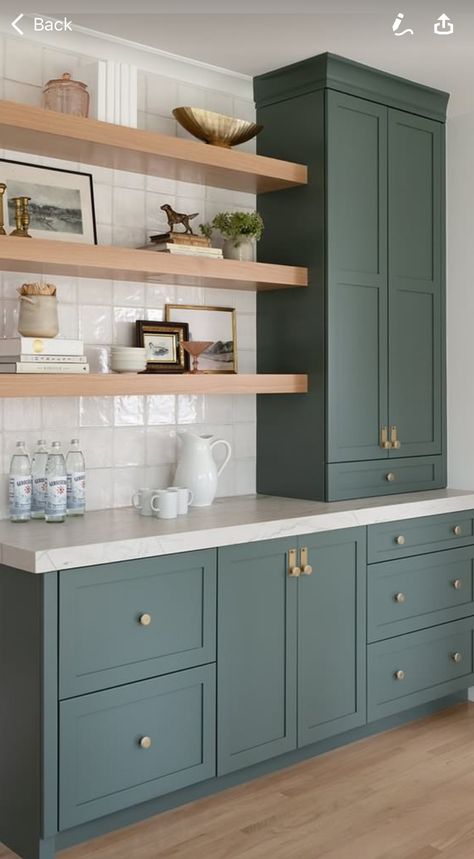 Green Kitchen Cabinets White Floor, Soft Kitchen Colors, Ikea Nickebo Green Kitchen, Magnolia Green Kitchen Cabinets, Green Kitchen Brass Hardware, Green Kitchen Cabinets And Walls, Ikea Green Kitchen Cabinets, Green Cabinets Silver Hardware, Wren Forest Green Kitchen