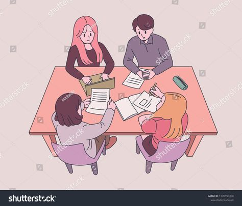 People sitting around the table and doing team work. hand drawn style vector design illustrations. #Ad , #Aff, #team#work#table#People Teamwork Aesthetic Illustration, Team Work Aesthetic, People Sitting Around A Table, Drawing Of People, Sketchbook Prompts, Feminism Poster, Work Cartoons, Table Drawing, Business Vector Illustration