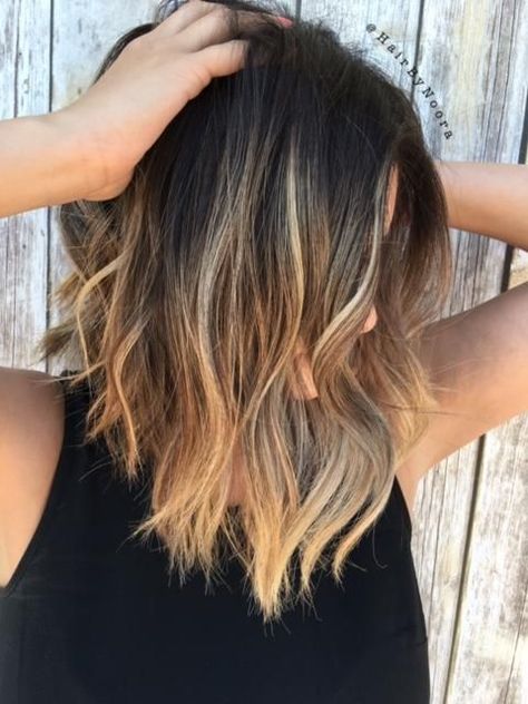 HOW-TO: Balayage Highlights on Brunette Lob | Modern Salon Brunette Lob Balayage, Long Bob Balayage, Balayage Lob, Short Ombre Hair, Brunette Balayage Hair, Lob Hairstyle, Balayage Hair Blonde, Short Hair Balayage, Balayage Brunette