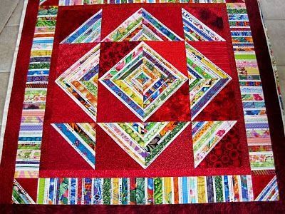 Selvage Blog: Connie's Red Selvage Quilt Stripe Quilt Pattern, Stripes Quilt, Finished Quilts, String Quilt, Scrappy Quilt Patterns, Half Square Triangle Quilts, String Quilts, Striped Quilt, Scrap Quilt Patterns