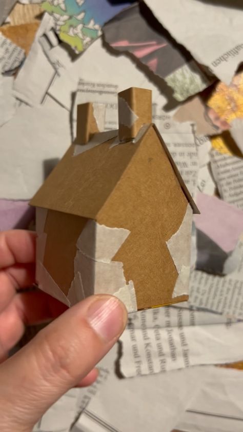 Did the next steps on my little papier-mâché garden pavilion 🏰 built the details for the roof and added the removable back… | Instagram How To Make A House Out Of Paper, Things To Make Out Of Paper Mache, Paper Mache Houses Christmas, Paper Mache Gift Ideas, Printed Paper Crafts, Papier Mache Christmas Decorations, Paper Houses Template, Easy Paper Mache Projects, Paper Houses Diy