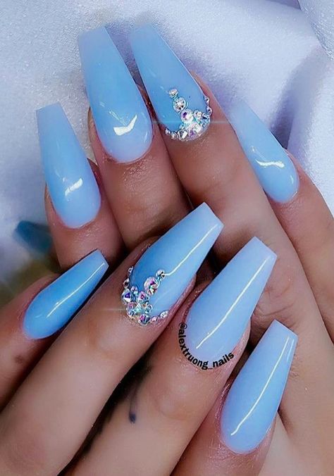 # Nails Baby Blue Acrylic Nails, Blue Coffin Nails, Blue Gel Nails, Baby Blue Nails, Blue Acrylic Nails, Nagel Tips, Her Nails, Blue Nail, Ballerina Nails