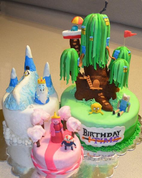 Adventure Time Cake Adventure Time Birthday Cake, Cake Adventure Time, Adventure Time Cake, Adventure Time Birthday Party, Adventure Time Cakes, Adventure Time Birthday, Adventure Time Parties, Adveture Time, Cartoon Cake