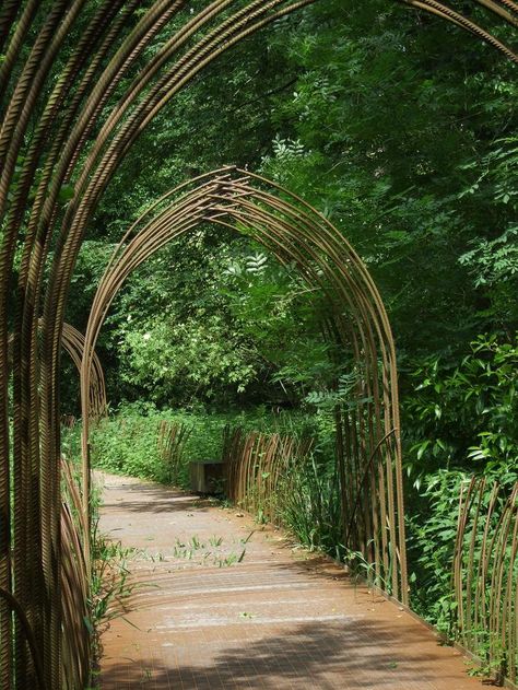 Landscaping Entrance, Creative Gardens, Curved Pergola, Garden Archway, Arch Ideas, Gardens Ideas, Garden Vines, Garden Arbor, Garden Arches