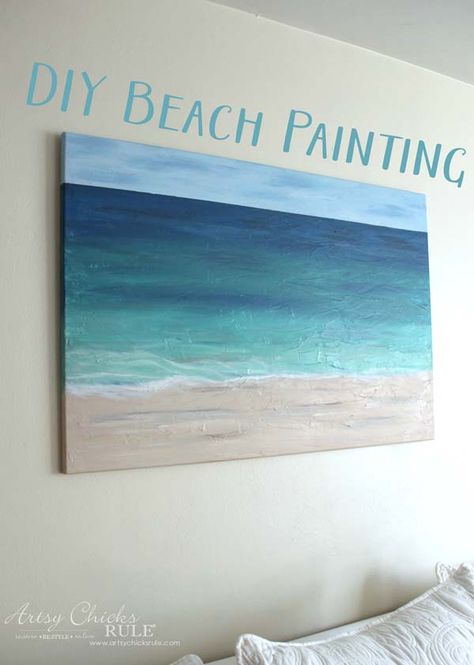 DIY Beach Painting - CREATE YOUR VERY OWN - artsychicksrule.com #diybeachpainting #beachpainting #abstractart Diy Beach Painting, Diy Canvas Painting Ideas, Diy Canvas Painting, Acrylic Painting Ideas For Beginners, Easy Acrylic Painting Ideas, Acrylic Painting Diy, Painting Ideas For Beginners, Acrylic Painting Ideas, Easy Acrylic Painting