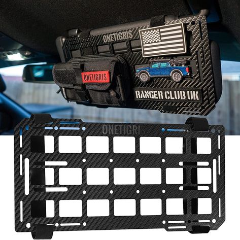 OneTigris Car Visor Organizer - Tactical Sun Visor Organizer, Auto Interior Accessories for Vehicle, SUV, Truck, Jeep, Multifunctional Rigid MOLLE Panel Tactical Accessories Holder, Carbon Fiber Tactical Accessories For Trucks, Tactical Car Accessories, Tactical Truck Ideas, Vehicle Organization, Edc Storage, Car Visor Organizer, Suv Trunk Organization, Chief Bogo, Tactical Gear Storage