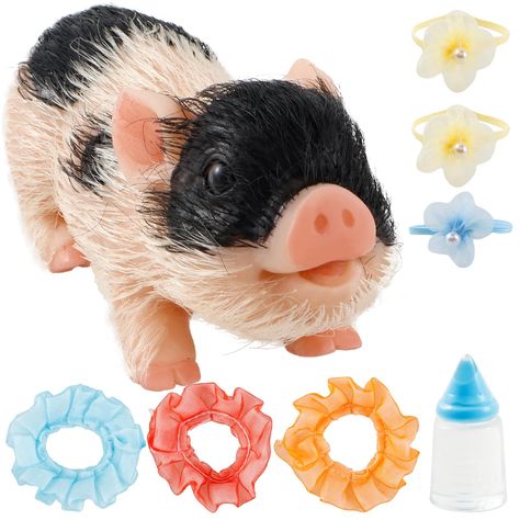 PRICES MAY VARY. Full Body Silicone Mini Pig doll 🐷 Full body silicone pig is about 5 inches (13cm) from head to hip, suitable for all ages. It is the best gift for kids who love animals and nature, also can be used as a collector's item Realistic Lifelike Pig 🐷 This silicone pig has realistic fur, very smooth and real. The eyes are open and cannot be closed or blinked. The toy is waterproof and it can be bathed with your baby Pig-High Quality Safe Silicone Material 🐷 The pig toys are made of Baby Piggy, Pig Toys, Pig Doll, Baby Pig, Mini Pigs, Pet Pigs, Cool Gifts For Kids, Baby Pigs, Kids Gift Guide