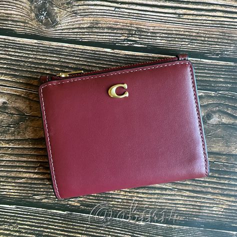 Nwt Coach Leather Bifold Snap Wallet Details Material- Leather Color - Dark Cherry Approximate Dimensions- 4 3/4" Lx 3 3/4" H Six Credit Card Slots Full-Length Bill Compartment Snap Closure Zip Coin Pocket Smoke Free And Pet Free Home. Any Questions, Please Ask. 19th Bday, Coach Wallets, Coach Floral, Snap Wallet, Red Wallet, Coach Poppy, Coach Wallet, Zipper Wallet, Fold Wallet