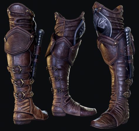 CGSociety Leather Boots Reference, Boots Concept Art, Leather Gloves Pattern, Fantasy Boots, Armor Boots, Viking Armor, Armor Tattoo, Fantasy Outfits, Armor Clothing