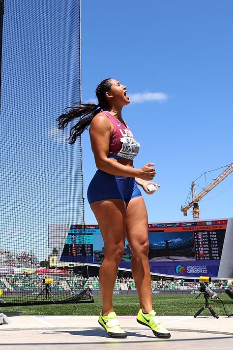 Shotput Throw Aesthetic, Motion Poses, Track Motivation, Track Szn, Hammer Throw, Athletics Track, Native American Woman, American Athletes, Track And Field Athlete