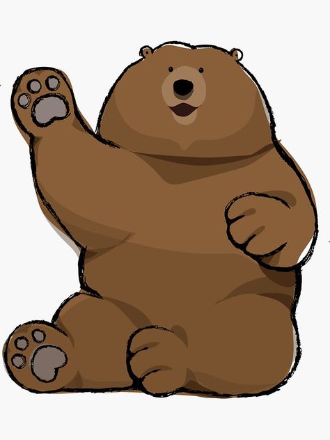 "Waving Bear" Stickers by Nemki | Redbubble Waving Drawing, Bear Waving, Waving Bear, Wave Drawing, Aesthetic Cartoon, Bear Sticker, Bear Drawing, Bear Art, Gift Stickers